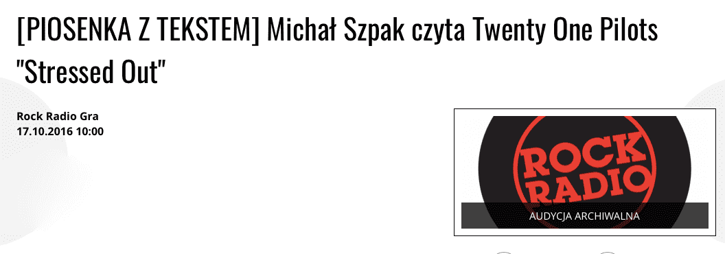 Michał Szpak czyta tekst piosenki