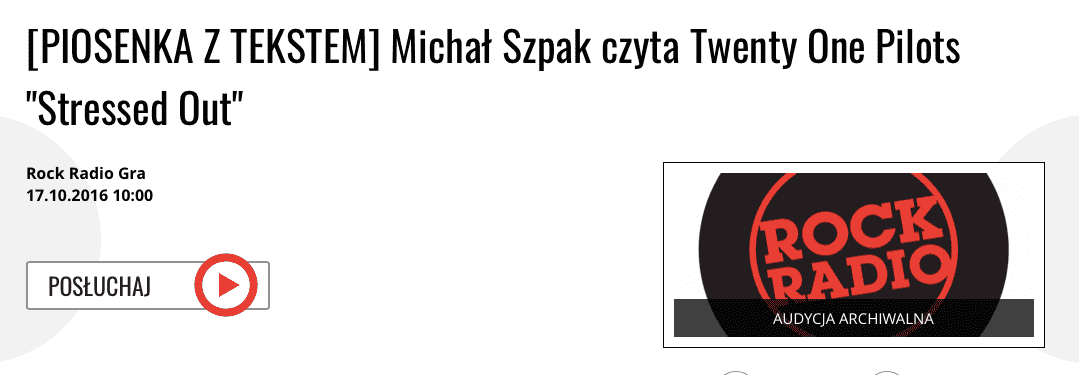 Michał Szpak, a song with lyrics